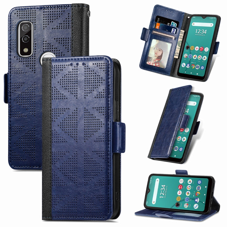 For Fujitsu Arrows We F-51B Grid Leather Flip Phone Case
