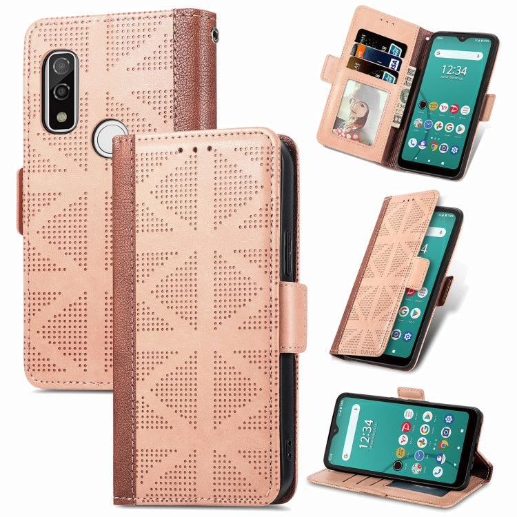For Fujitsu Arrows We F-51B Grid Leather Flip Phone Case