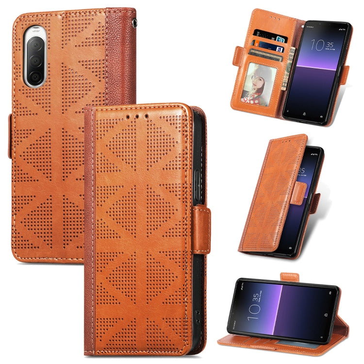 For Sony Xperia 10 II Grid Leather Flip Phone Case