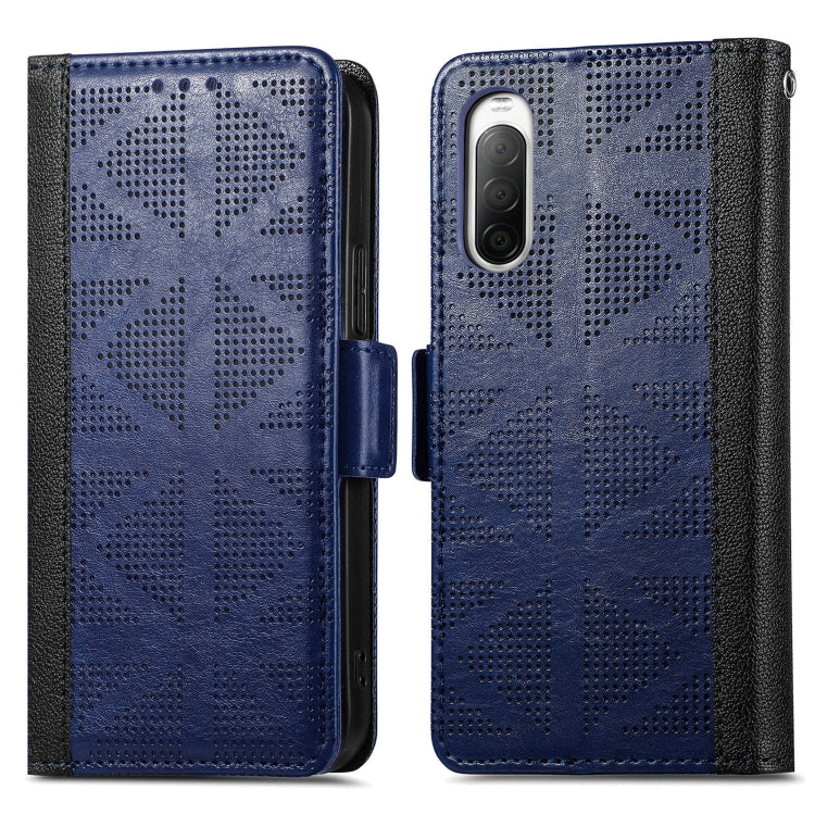 For Sony Xperia 10 II Grid Leather Flip Phone Case
