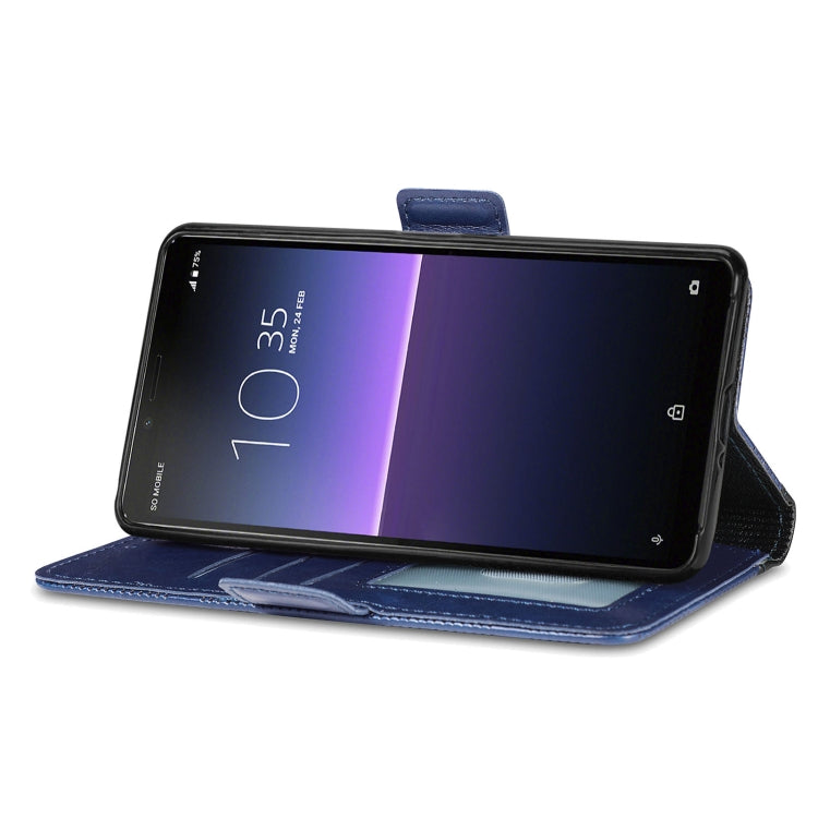 For Sony Xperia 10 II Grid Leather Flip Phone Case