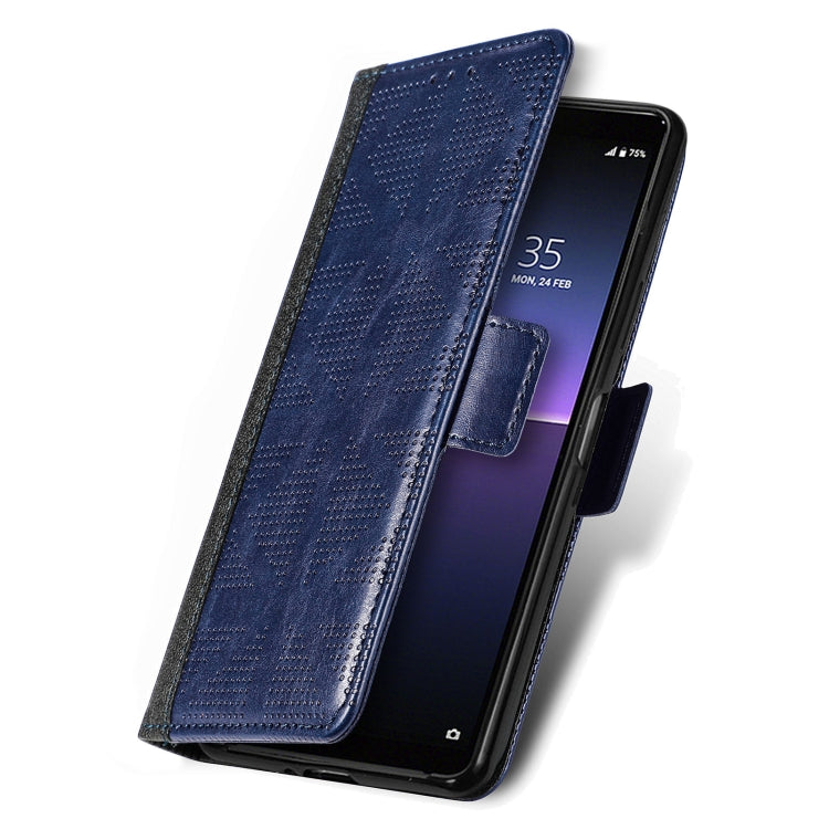 For Sony Xperia 10 II Grid Leather Flip Phone Case