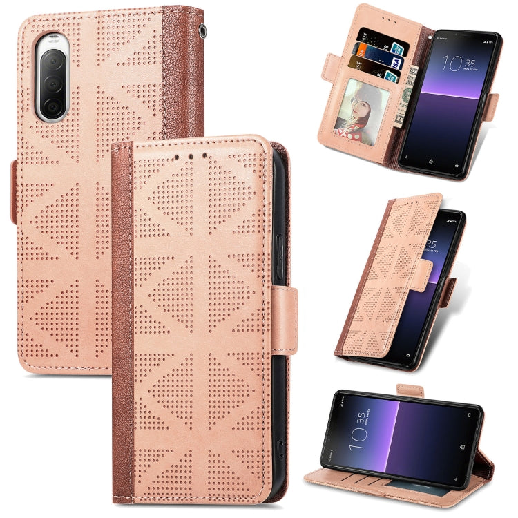 For Sony Xperia 10 II Grid Leather Flip Phone Case