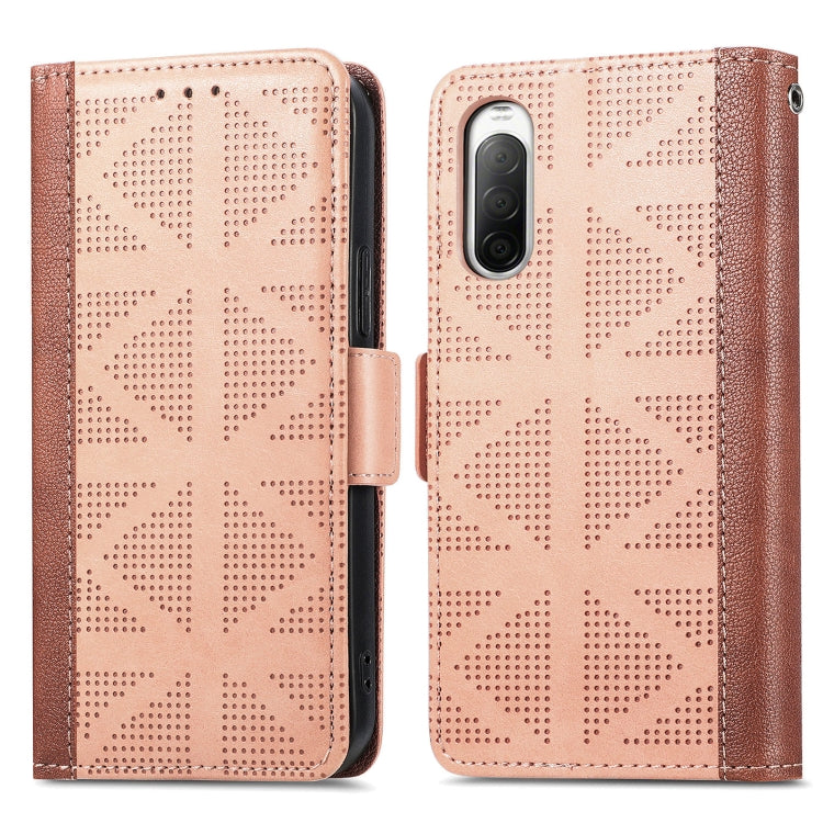For Sony Xperia 10 II Grid Leather Flip Phone Case