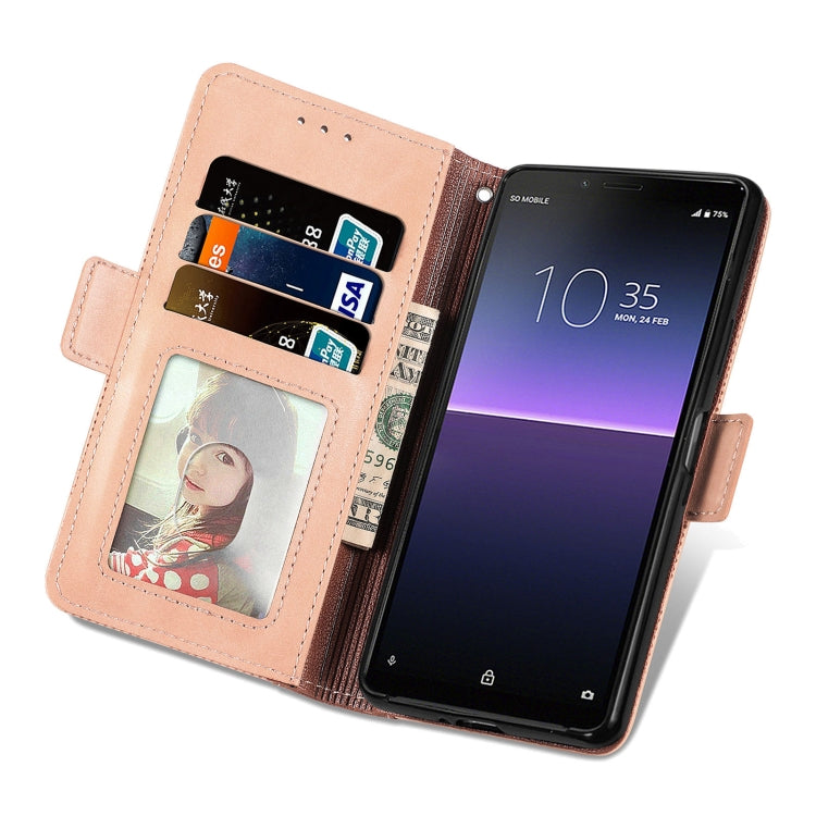 For Sony Xperia 10 II Grid Leather Flip Phone Case