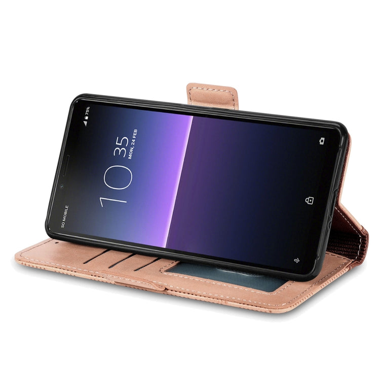 For Sony Xperia 10 II Grid Leather Flip Phone Case