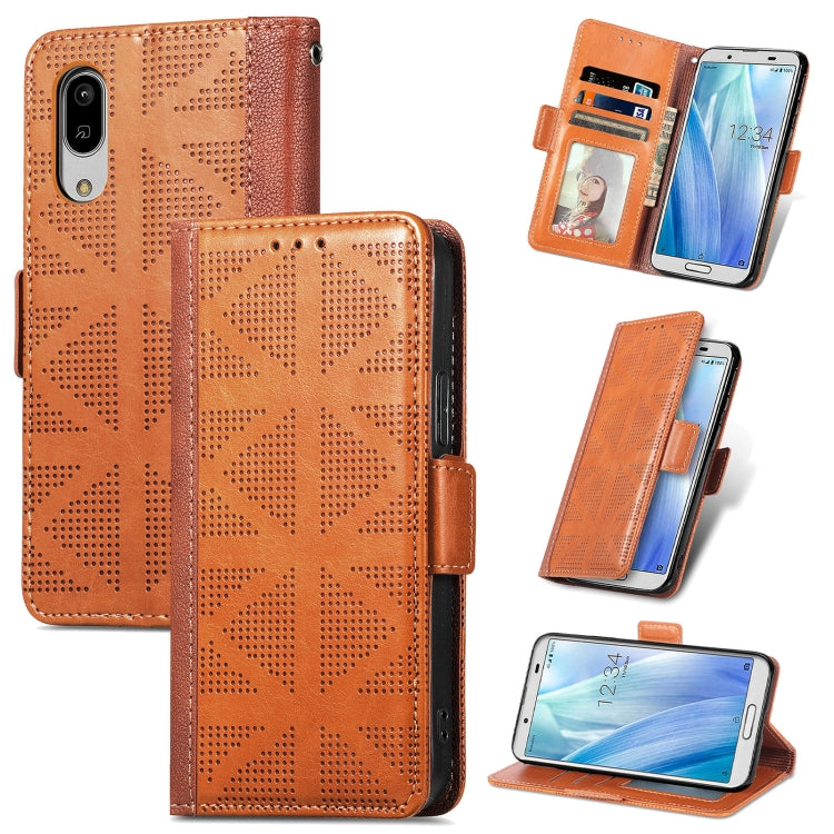 For Sharp Aquos Sense 3 Lite Grid Leather Flip Phone Case