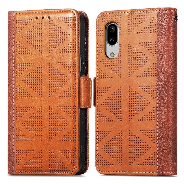 For Sharp Aquos Sense 3 Lite Grid Leather Flip Phone Case