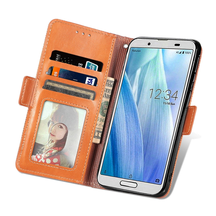 For Sharp Aquos Sense 3 Lite Grid Leather Flip Phone Case