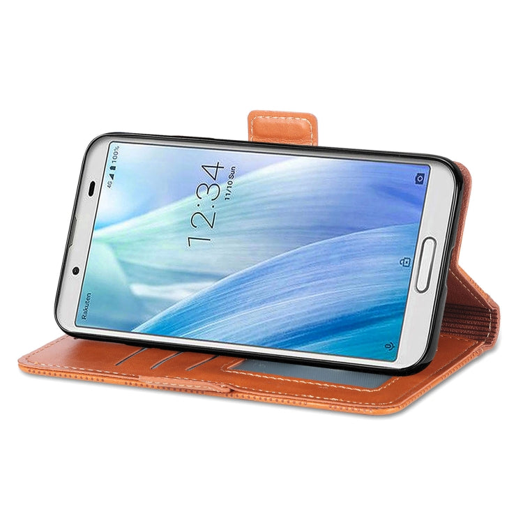 For Sharp Aquos Sense 3 Lite Grid Leather Flip Phone Case