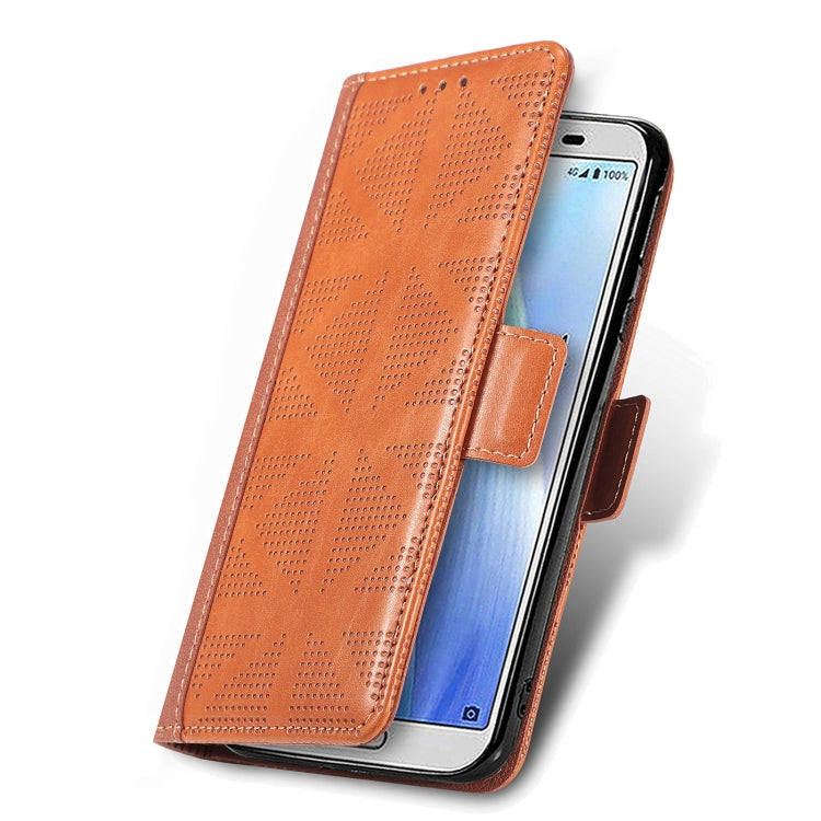 For Sharp Aquos Sense 3 Lite Grid Leather Flip Phone Case