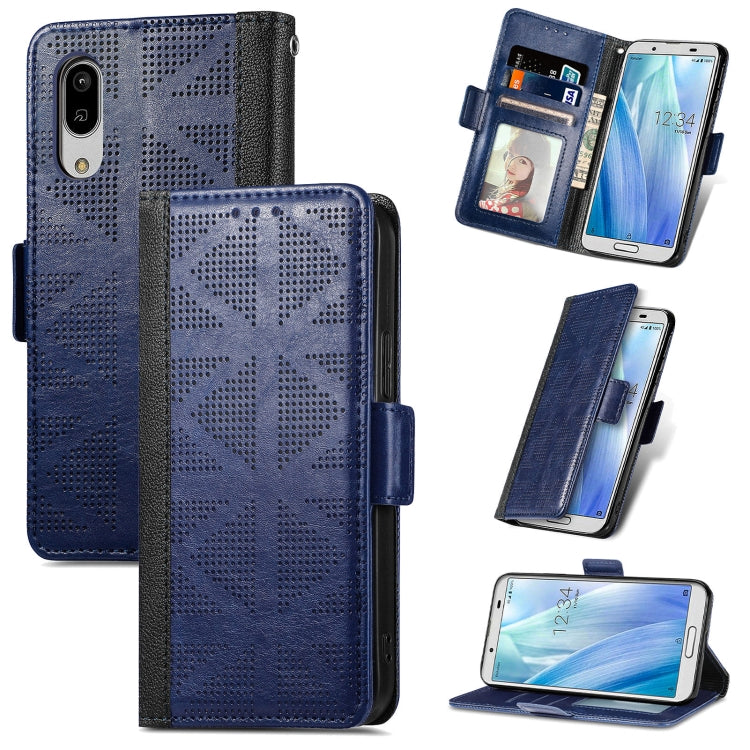 For Sharp Aquos Sense 3 Lite Grid Leather Flip Phone Case