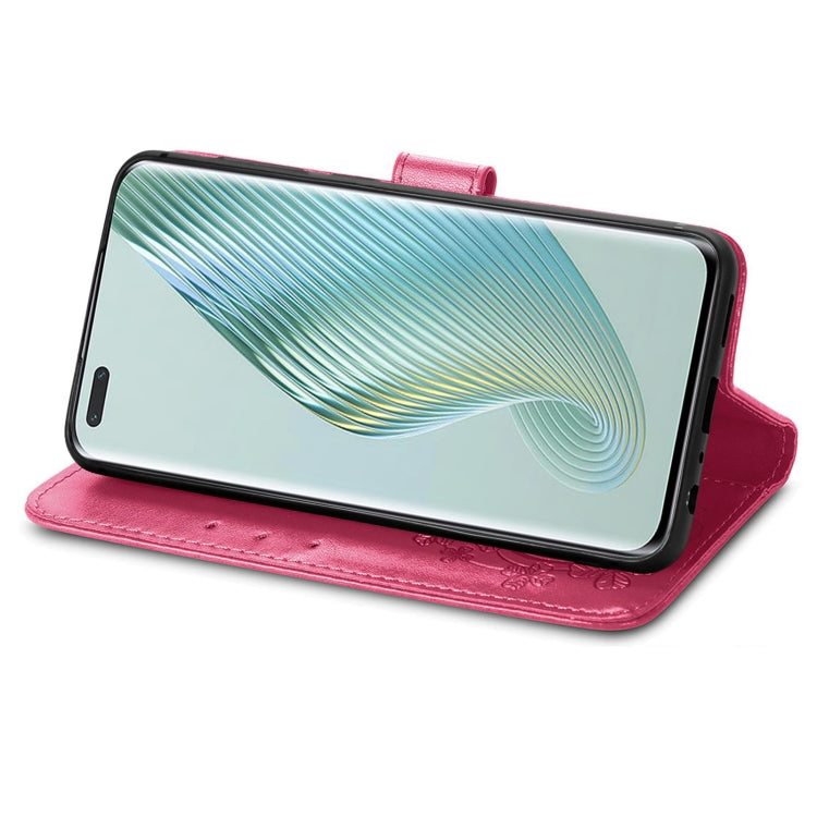 For Honor Magic5 Pro Four-leaf Clasp Embossed Buckle Leather Phone Case