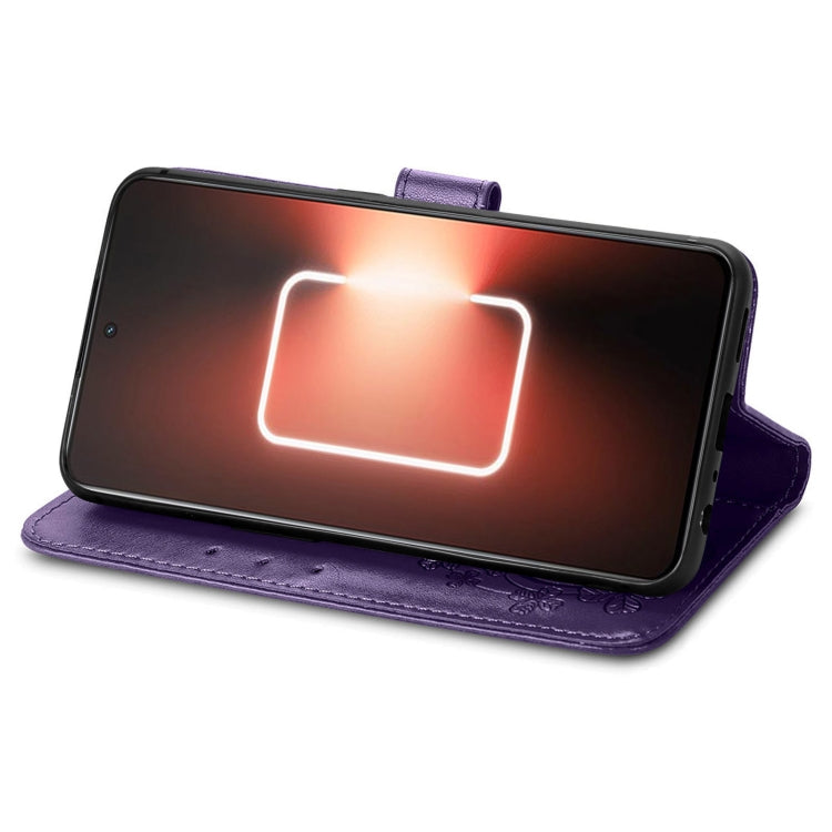 For Realme GT Neo 5 Four-leaf Clasp Embossed Buckle Leather Phone Case