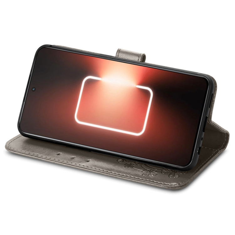 For Realme GT Neo 5 Four-leaf Clasp Embossed Buckle Leather Phone Case