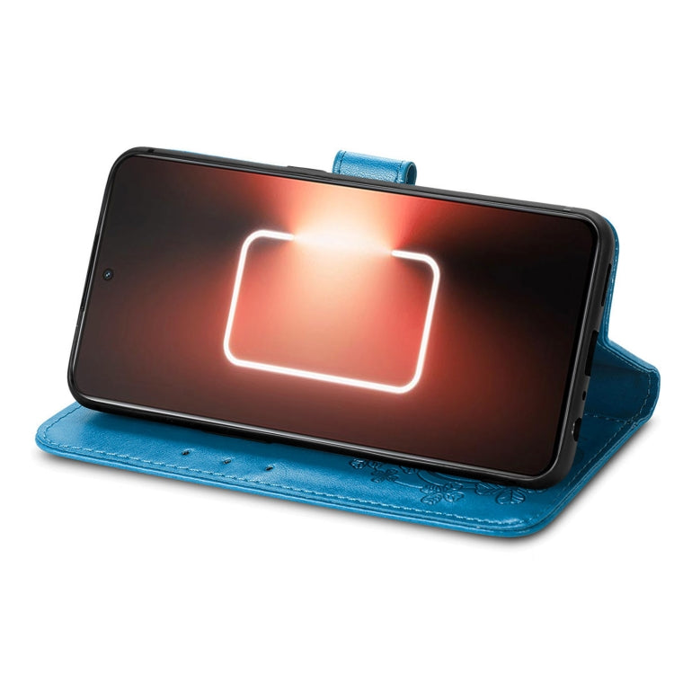 For Realme GT Neo 5 Four-leaf Clasp Embossed Buckle Leather Phone Case