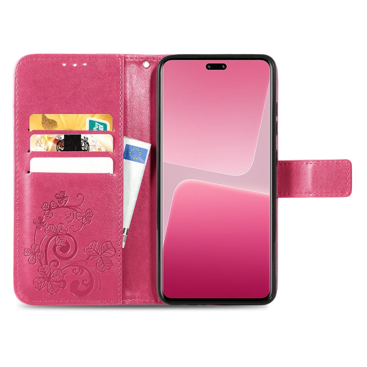 For Xiaomi 13 Lite Four-leaf Clasp Embossed Buckle Leather Phone Case