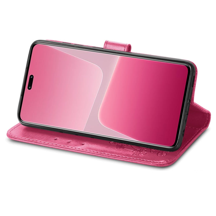 For Xiaomi 13 Lite Four-leaf Clasp Embossed Buckle Leather Phone Case