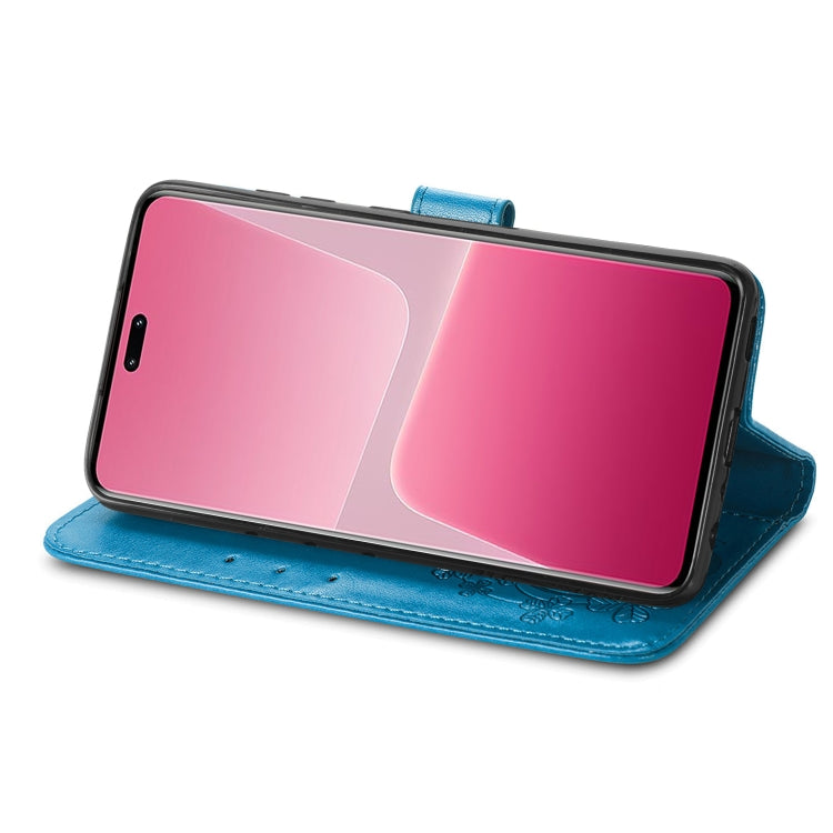 For Xiaomi 13 Lite Four-leaf Clasp Embossed Buckle Leather Phone Case