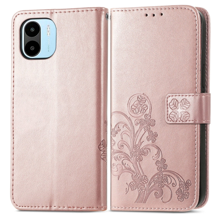 For Xiaomi Redmi A2 Four-leaf Clasp Embossed Buckle Leather Phone Case