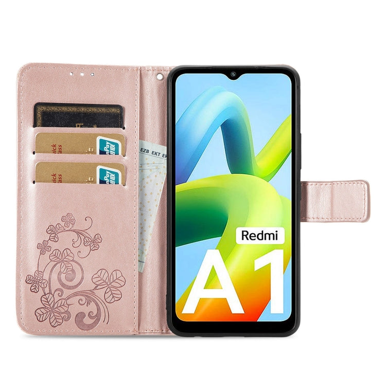 For Xiaomi Redmi A2 Four-leaf Clasp Embossed Buckle Leather Phone Case