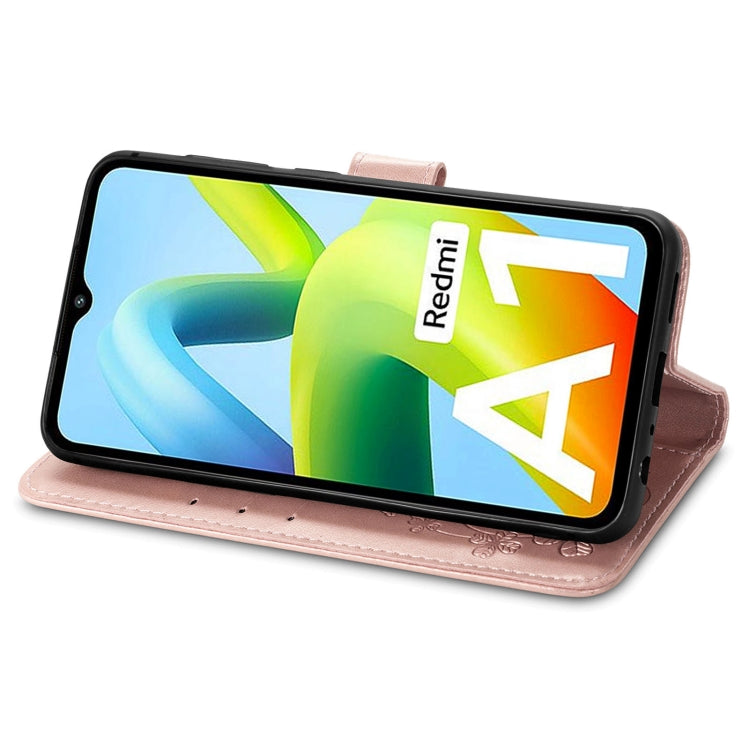 For Xiaomi Redmi A2 Four-leaf Clasp Embossed Buckle Leather Phone Case