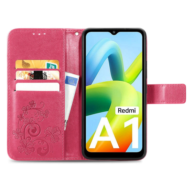 For Xiaomi Redmi A2 Four-leaf Clasp Embossed Buckle Leather Phone Case