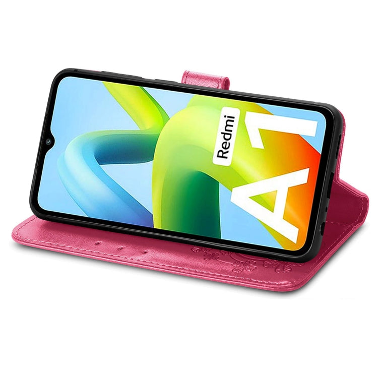 For Xiaomi Redmi A2 Four-leaf Clasp Embossed Buckle Leather Phone Case