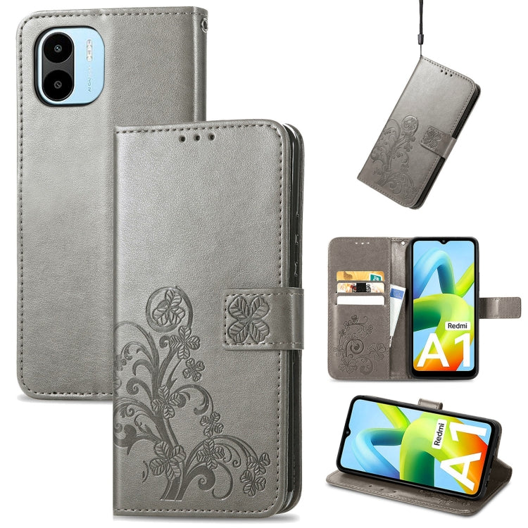 For Xiaomi Redmi A2 Four-leaf Clasp Embossed Buckle Leather Phone Case