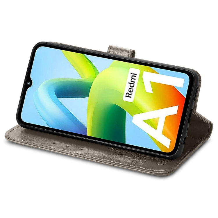 For Xiaomi Redmi A2 Four-leaf Clasp Embossed Buckle Leather Phone Case