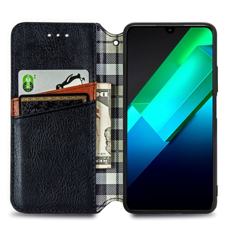 For Infinix Note 12 G96 Cubic Grid Pressed Magnetic Leather Phone Case