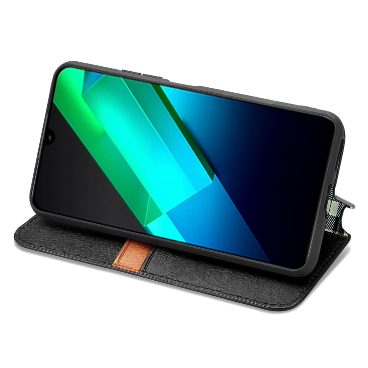 For Infinix Note 12 G96 Cubic Grid Pressed Magnetic Leather Phone Case