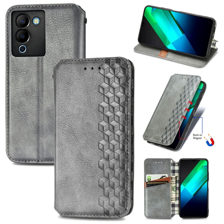 For Infinix Note 12 G96 Cubic Grid Pressed Magnetic Leather Phone Case