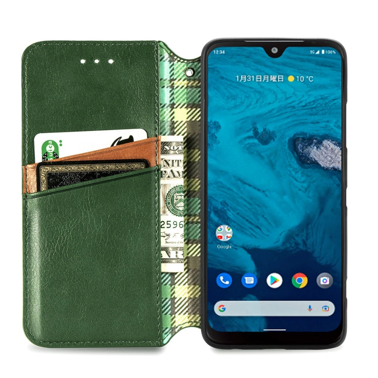 For Kyocera Android One S10 Cubic Grid Pressed Magnetic Leather Phone Case