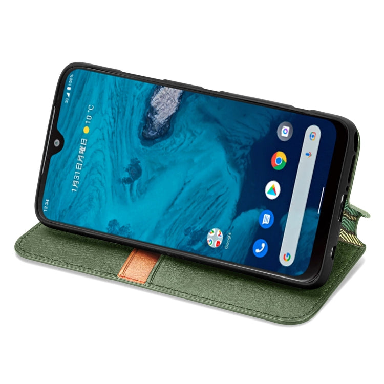 For Kyocera Android One S10 Cubic Grid Pressed Magnetic Leather Phone Case