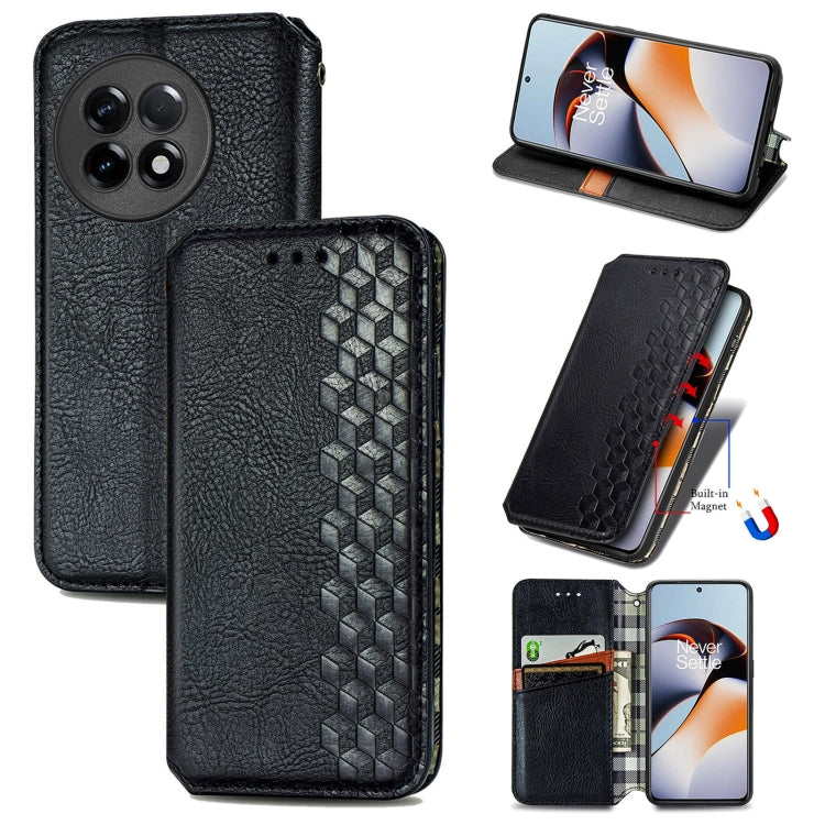For OnePlus Ace 2 Cubic Grid Pressed Magnetic Leather Phone Case