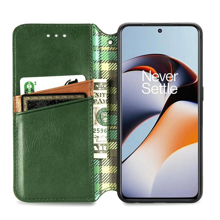 For OnePlus Ace 2 Cubic Grid Pressed Magnetic Leather Phone Case