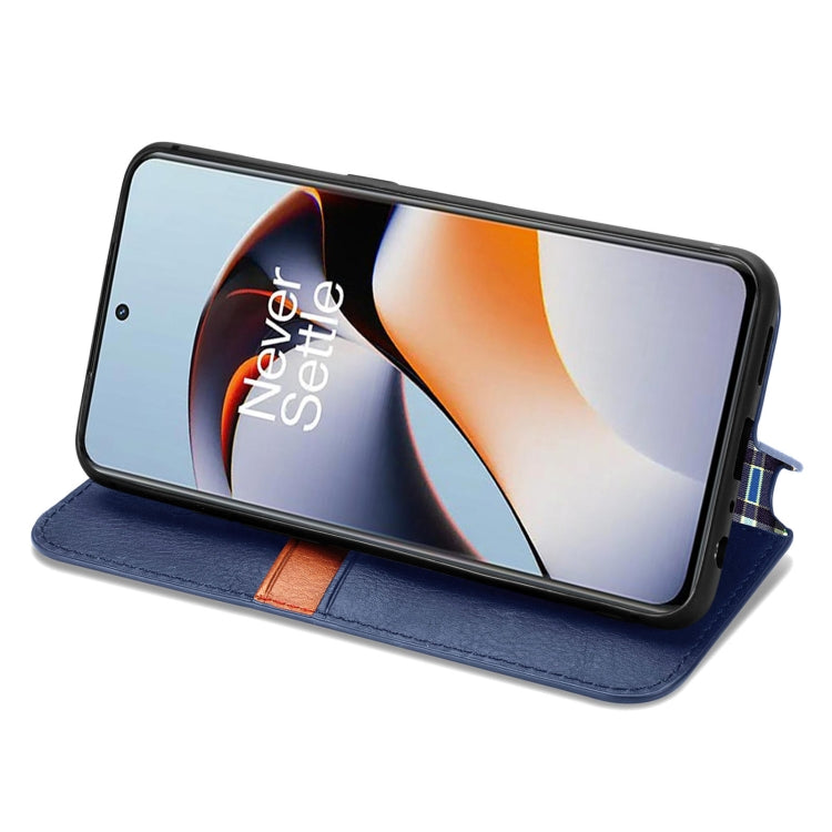 For OnePlus Ace 2 Cubic Grid Pressed Magnetic Leather Phone Case