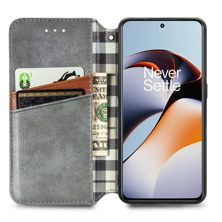 For OnePlus Ace 2 Cubic Grid Pressed Magnetic Leather Phone Case