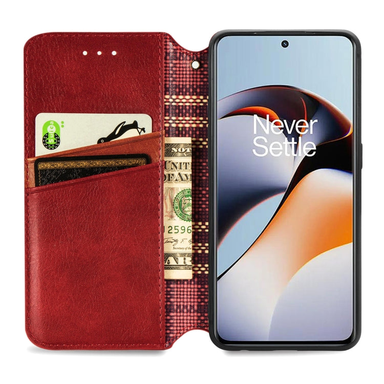 For OnePlus Ace 2 Cubic Grid Pressed Magnetic Leather Phone Case