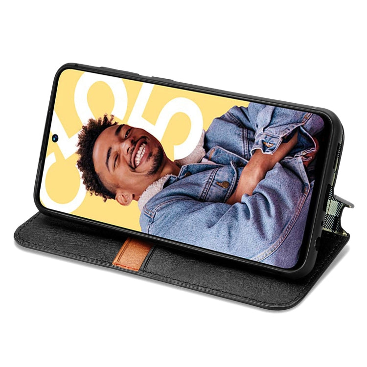 For Realme C55 Cubic Grid Pressed Magnetic Leather Phone Case