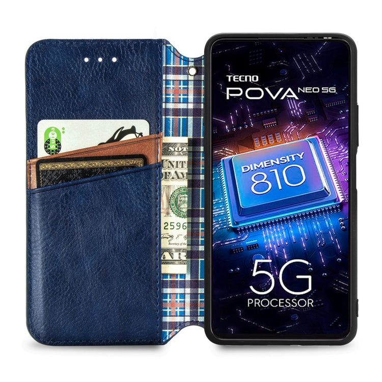 For Tecno Pova Neo 5G Cubic Grid Pressed Magnetic Leather Phone Case