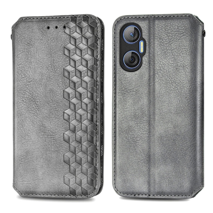 For Tecno Pova Neo 5G Cubic Grid Pressed Magnetic Leather Phone Case