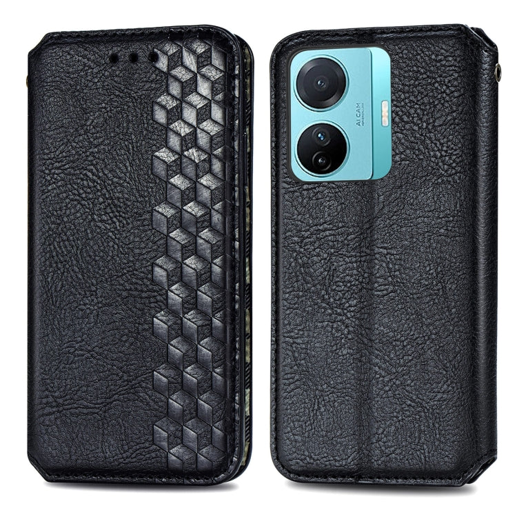For vivo S15e Cubic Grid Pressed Magnetic Leather Phone Case