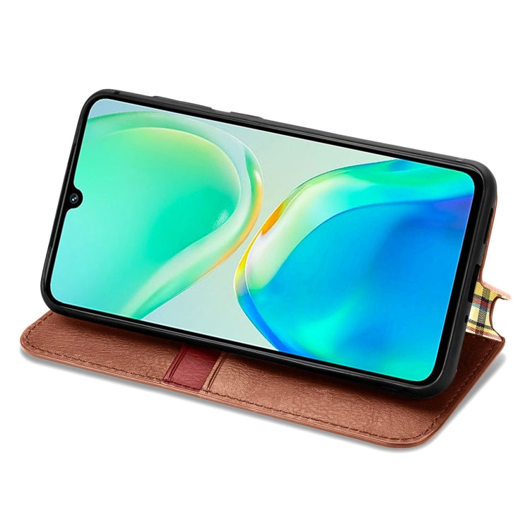 For vivo S15e Cubic Grid Pressed Magnetic Leather Phone Case