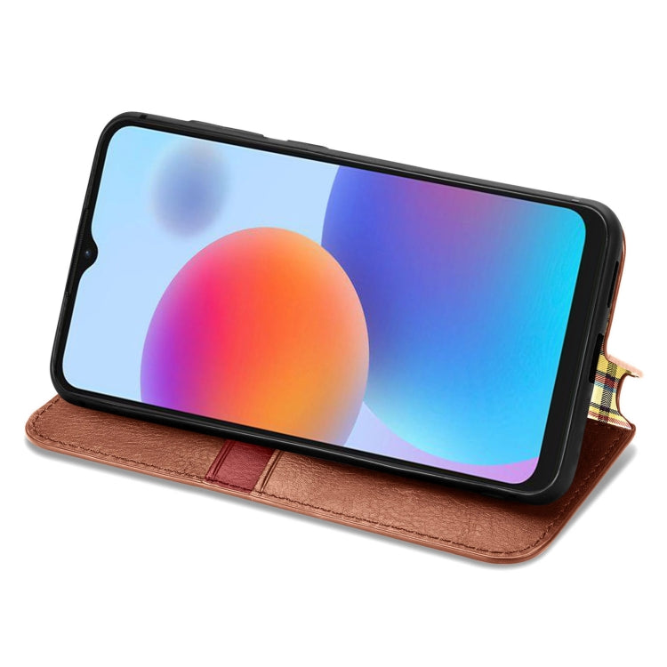 For ZTE Blade A52 Cubic Grid Pressed Magnetic Leather Phone Case