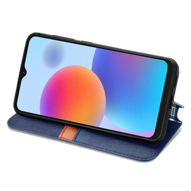 For ZTE Blade A52 Cubic Grid Pressed Magnetic Leather Phone Case