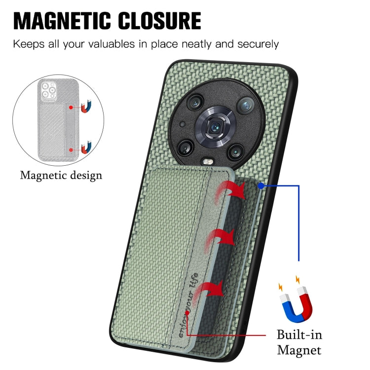For Honor 80 Carbon Fiber Magnetic Card Bag Phone Case