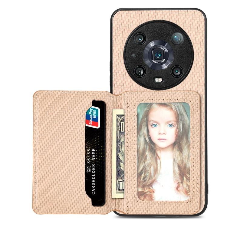 For Honor 80 Carbon Fiber Magnetic Card Bag Phone Case