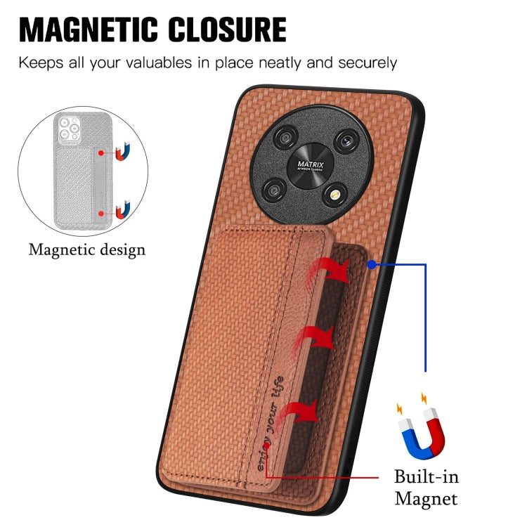 For Honor Magic4 Lite Carbon Fiber Magnetic Card Bag Phone Case